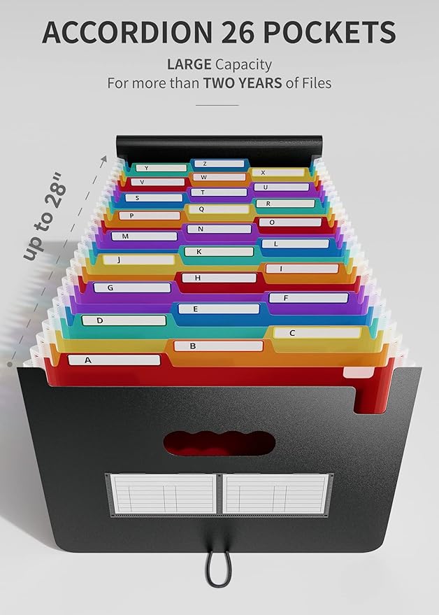 ABC life 26 Pockets Expanding File Folder, Letter A4 Accordion File Organizer - Image 2