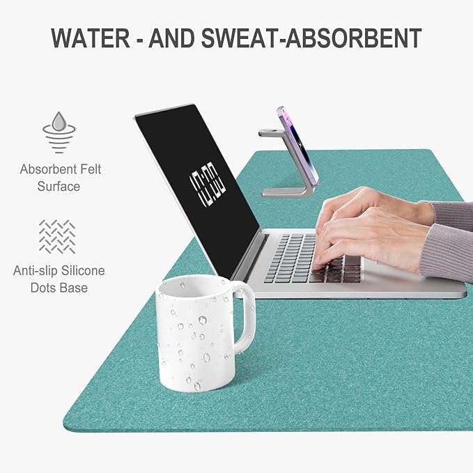 Auhoahsil Felt Desk Mat, Minimalist Large Mouse Pad XXL 35.5 x 15.7 in - Image 5
