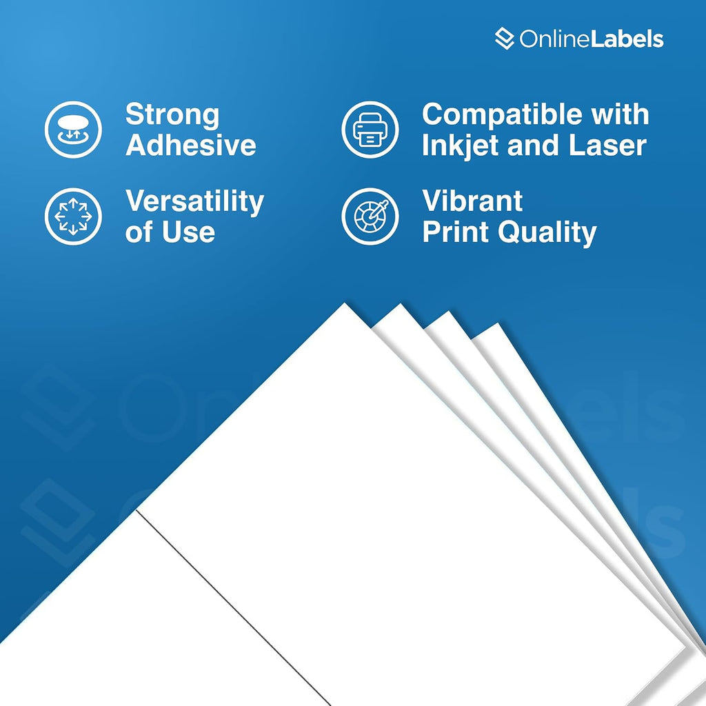 OnlineLabels 8.5" x 5.5" Half-Sheet Shipping Labels - Matte - 500 Sheets | Permanent Adhesive, Blank Rectangle Labels, Inkjet & Laser Compatible, Ideal for FBA, FedEx, USPS, & UPS Shipping