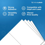 OnlineLabels 8.5" x 5.5" Half-Sheet Shipping Labels - Matte - 500 Sheets | Permanent Adhesive, Blank Rectangle Labels, Inkjet & Laser Compatible, Ideal for FBA, FedEx, USPS, & UPS Shipping