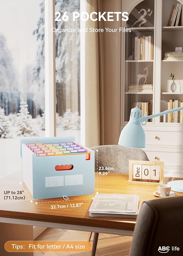 ABC life 26-Pocket Accordion File Organizer, Expanding File Folder, Letter/A4 - Image 3