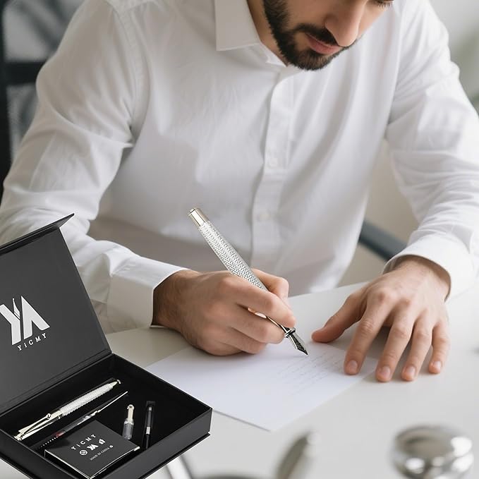 YICMY Fancy Fountain Pen Set – Fine & Medium Nibs, Includes 18 Ink Cartridges - Image 5