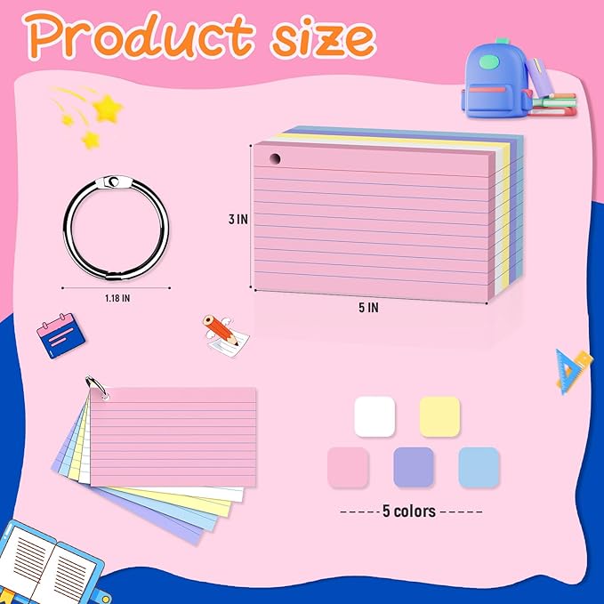 250 Count Colored 3 x 5 Inch Index Cards - Image 2