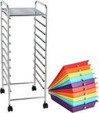 Giantex 10 Drawer Rolling Storage Cart Scrapbook Paper Office School Organizer - Image 9
