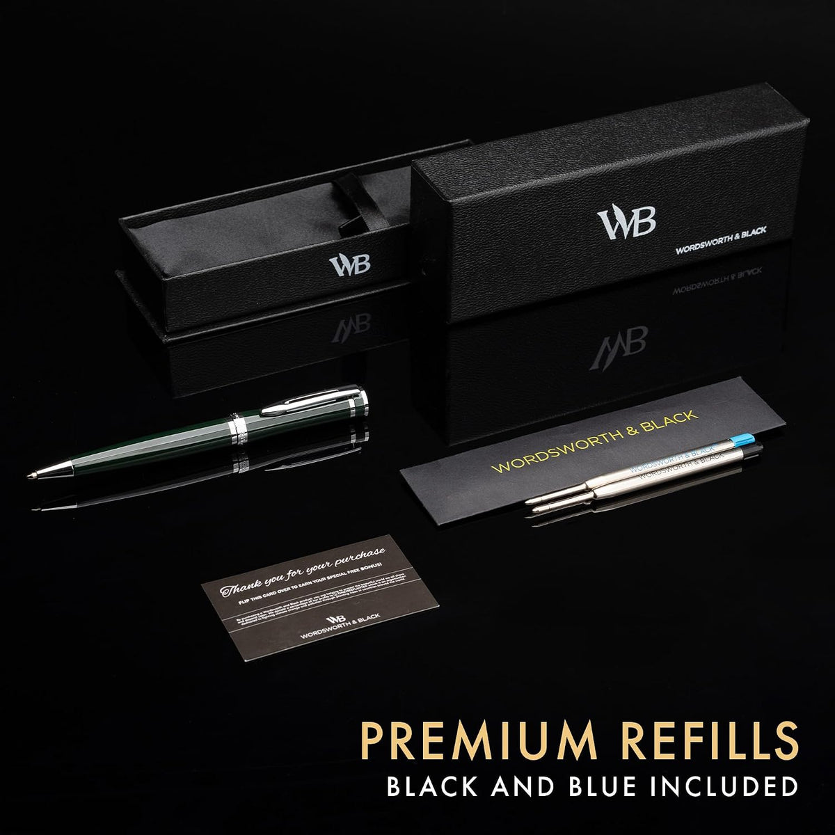 Wordsworth & Black Set Bolígrafo Recargable de Lujo para Escritura, Verde