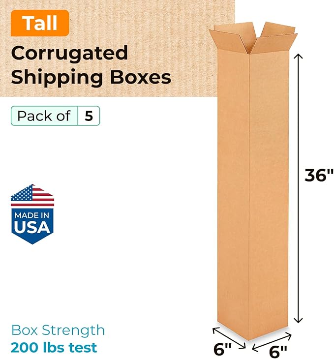 Tall Moving & Shipping Boxes 6 x 6 x 36 inches - Image 2