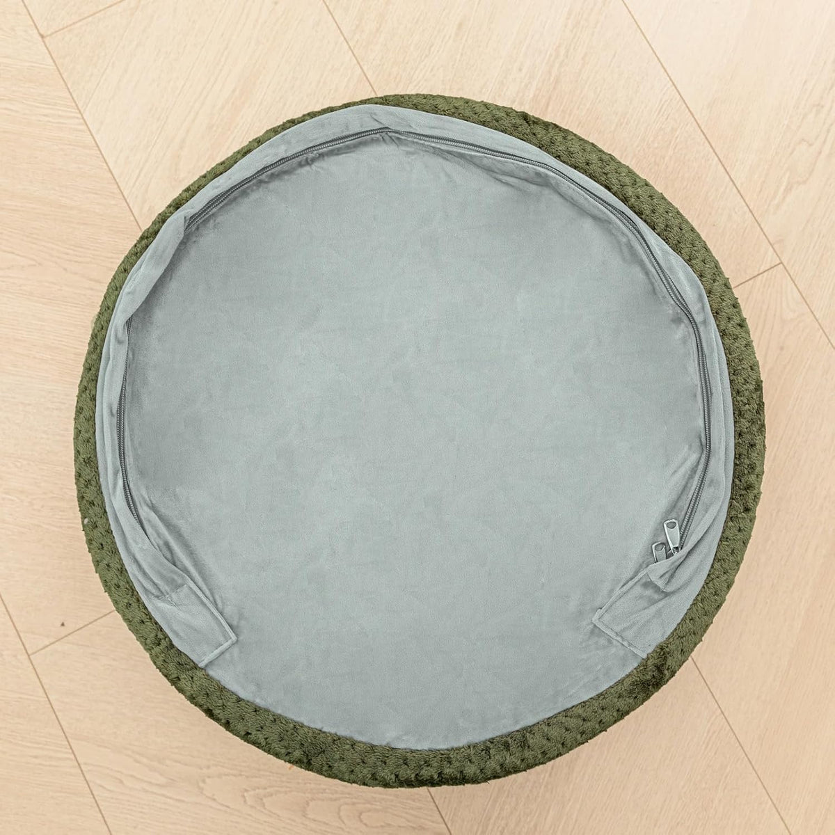 20"x14" Round Foam Stuffed Pouf Ottoman, Under Desk Footrest,Deep G...