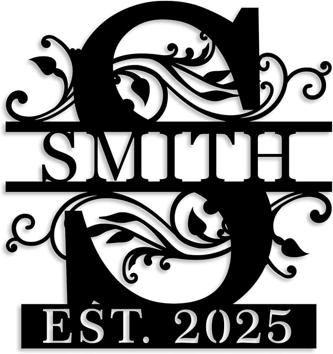 Custom Metal Name Sign | Personalized Last Name Signs | Split Letter Monogram by ENFODREAM