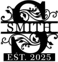 Custom Metal Name Sign | Personalized Last Name Signs | Split Letter Monogram by ENFODREAM