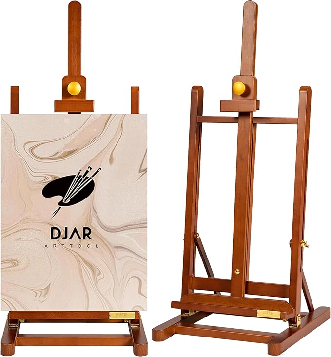 DJAR H- Frame Tabletop Painting Easel, Adjustable Solid Beech Wood Desktop Art by DJARARTTOOL