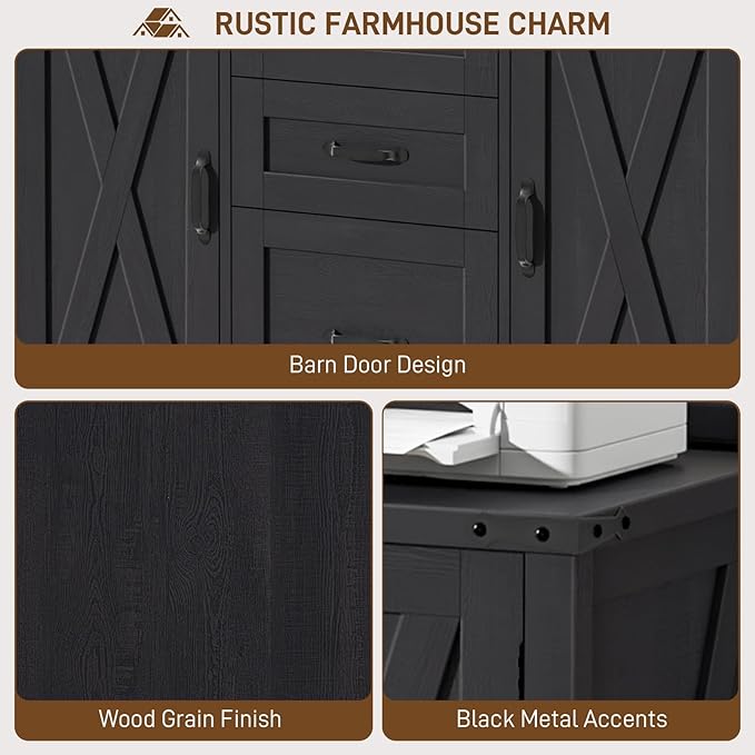 Vabches File Cabinet with 3 Drawers, Farmhouse Lateral File Cabinet Fits Files - Image 7