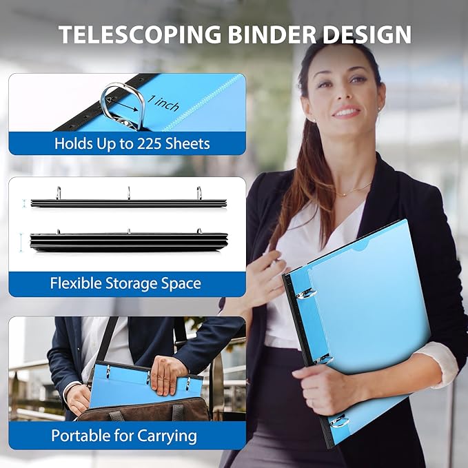 MAKHISTORY 1 Inch Telescoping 3 Ring Binder-4PCS, Flexible Binder - Image 2