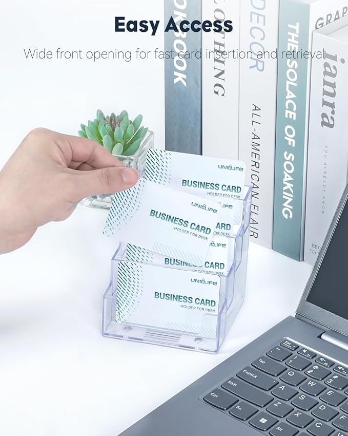 Uniclife 4 Pack Acrylic Business Card Holder - Image 5