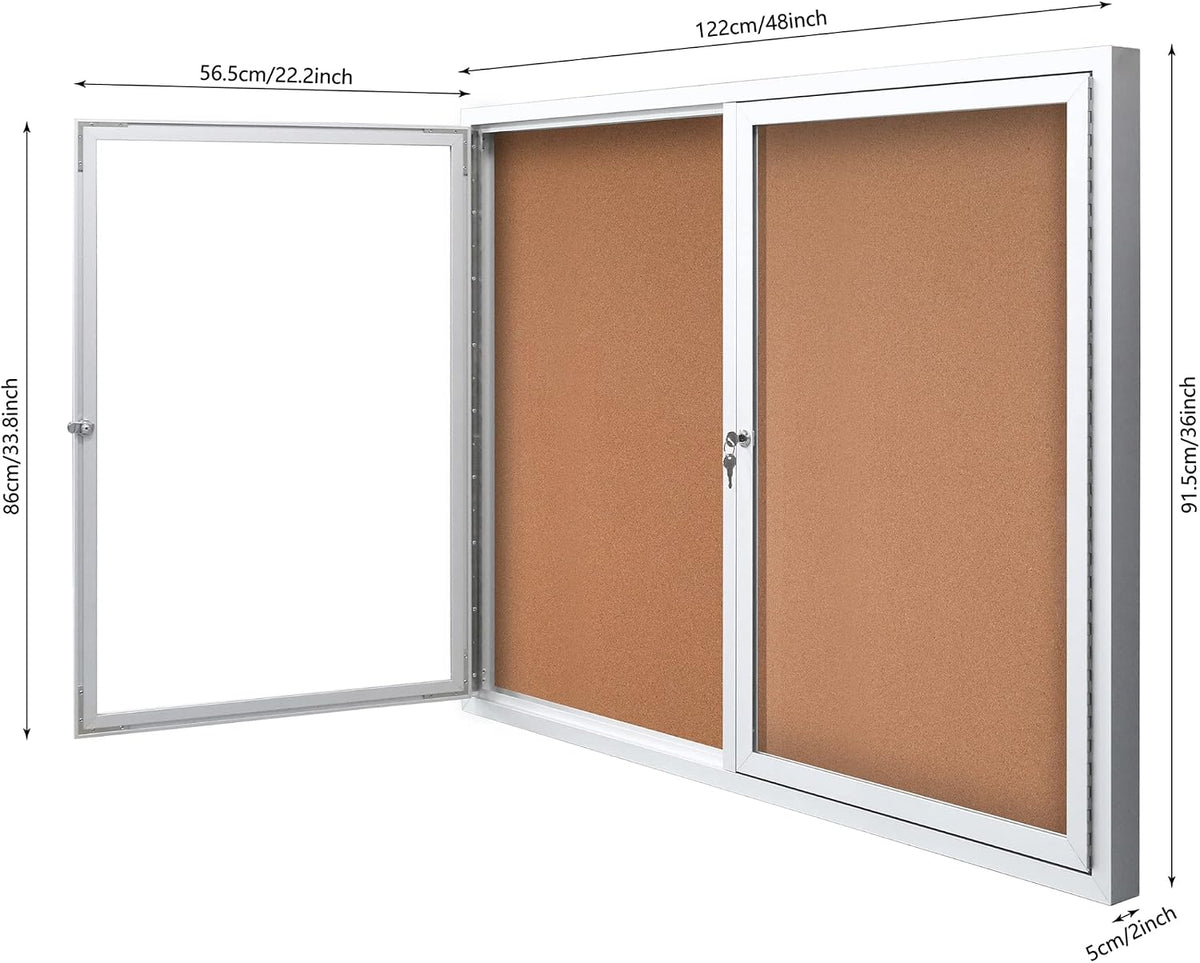 WorkPro® Enclosed Double-Door Cork Bulletin Board, 36" x 48", Alumi...