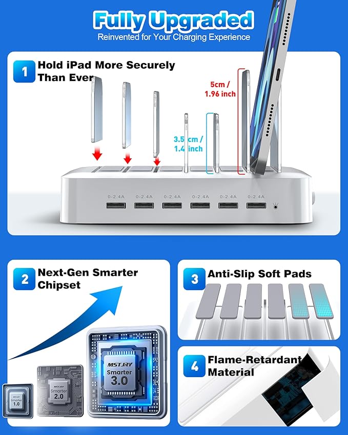 MSTJRY Charging Station for Multiple Devices : 6 Port USB Charger Stations - Image 2