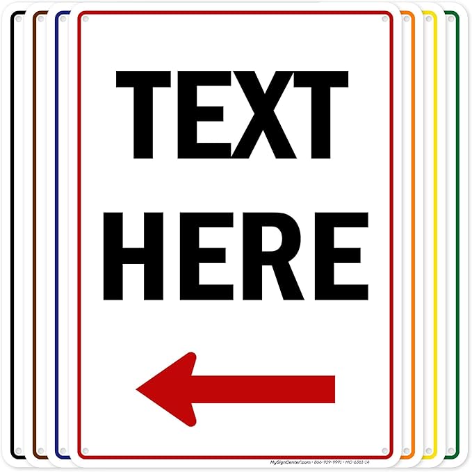 Custom Arrow, Custom Directional Sign, Left Arrow, 10x14 Inches, 55 mil thick by MySignCenter