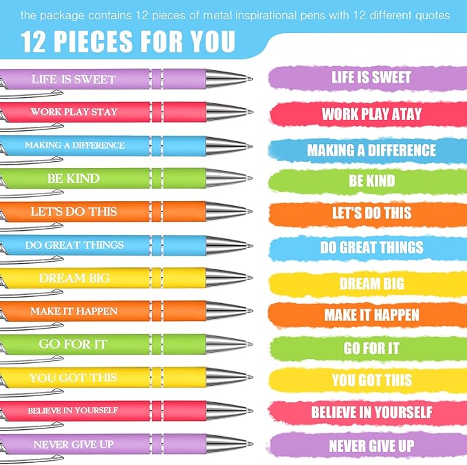 Zonon 12 Pcs Inspirational Pens Bulk Funny Ballpoint Pen - Image 2