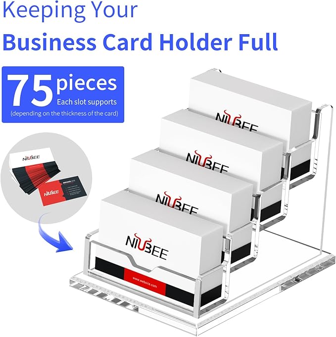 NIUBEE Clear Business Cards Holders 4 Tier Acrylic Card Holder - Image 7