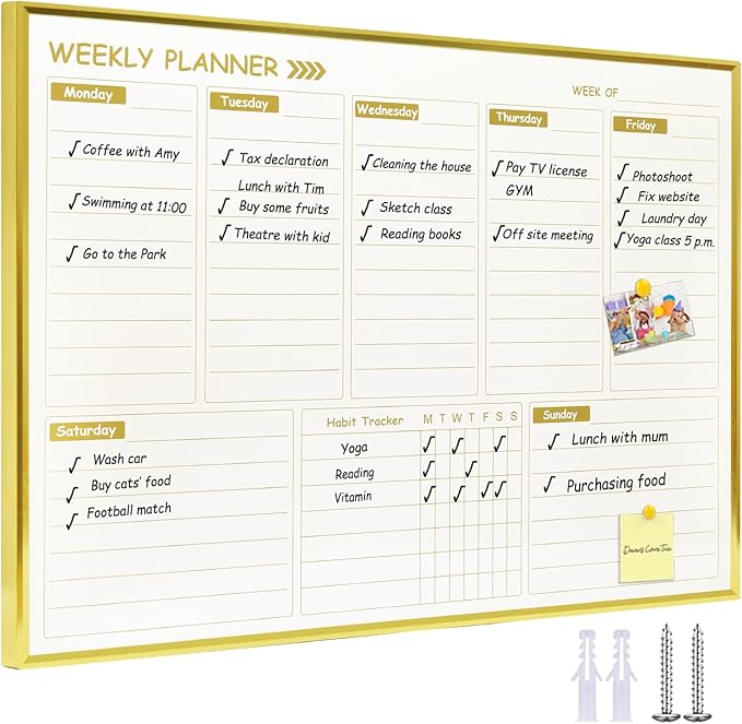 Large Weekly Dry Erase Board for Wall by Marribol