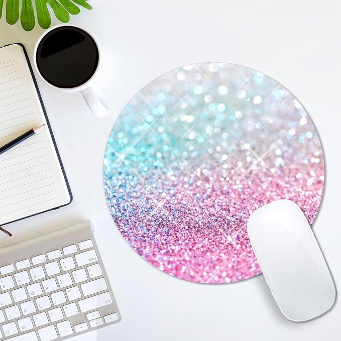 IMAYONDIA Kids Girls Mouse Pad for Laptop, Small Pink Blue Gradient Sparkle - Image 7