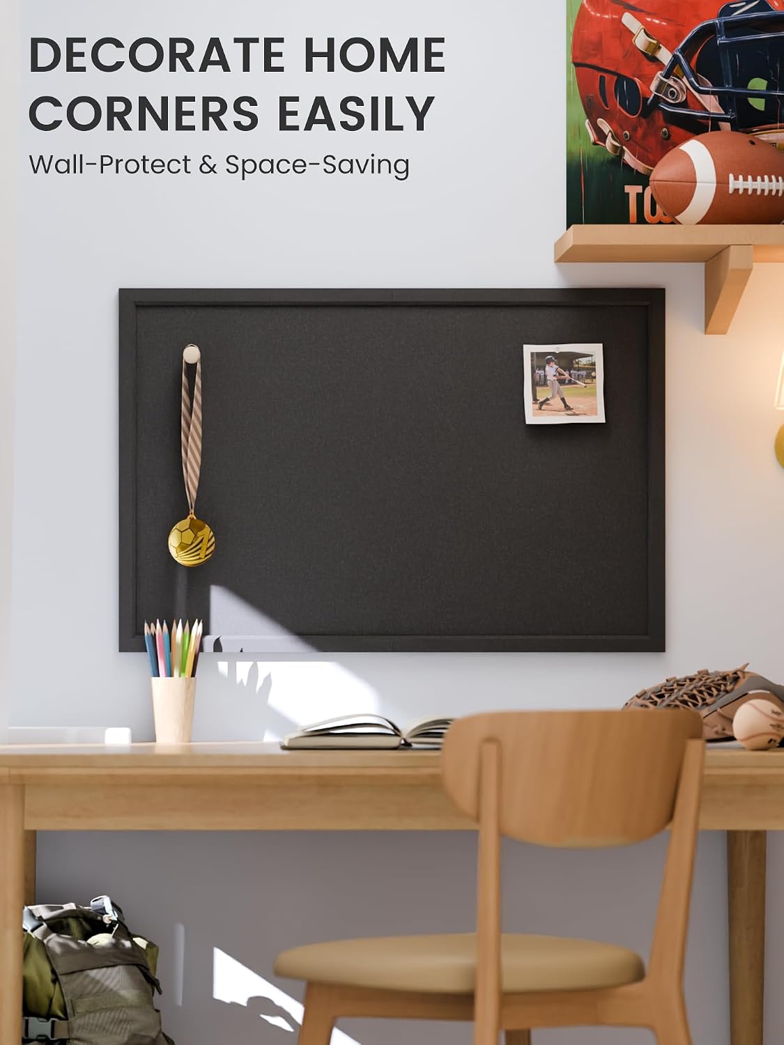 Fluxynara Framed Felt Bulletin Board, 35.4" x 23.6", Black