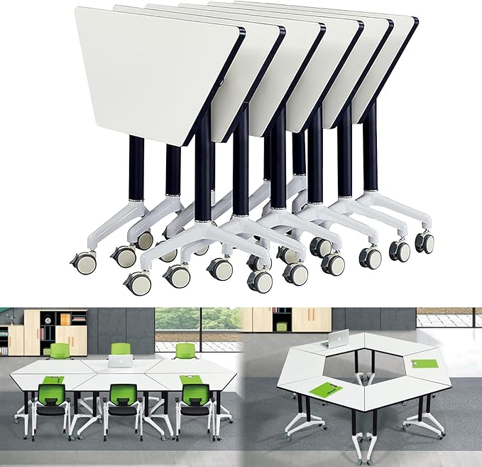 Foldable Conference Room Tables, Flip Top Mobile Training Table, Modern Meeting by Unknown