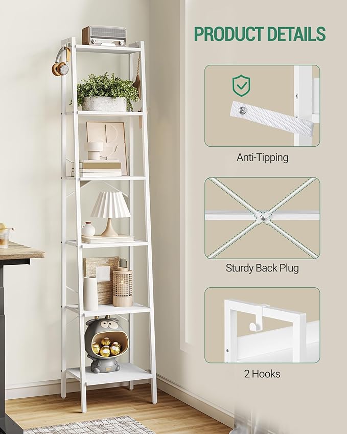 Hzuaneri Ladder Shelf, Bookshelf Bookcase, Freestanding Corner Storage Shelve - Image 3