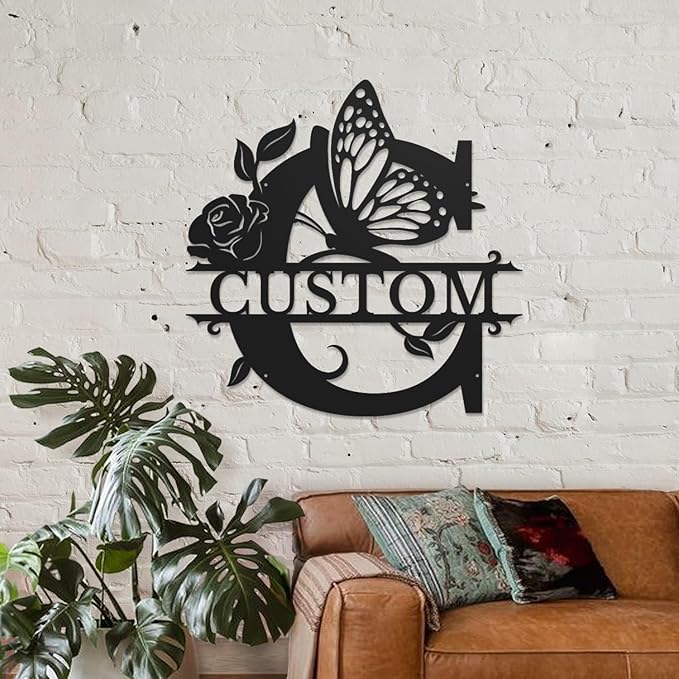 Personalized Custom Letter Name metal Signs, Custom Black Letter Monogram Wall - Image 3