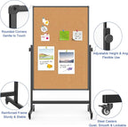 Double-Sided Whiteboard and Corkboard on Wheels, 48 x 32 Inch Magnetic Dry - Image 3
