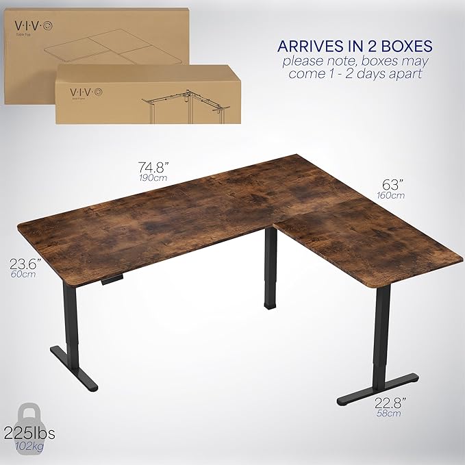 VIVO Electric Corner 75 x 63 inch L-Shaped Standing Desk, Memory Height - Image 6