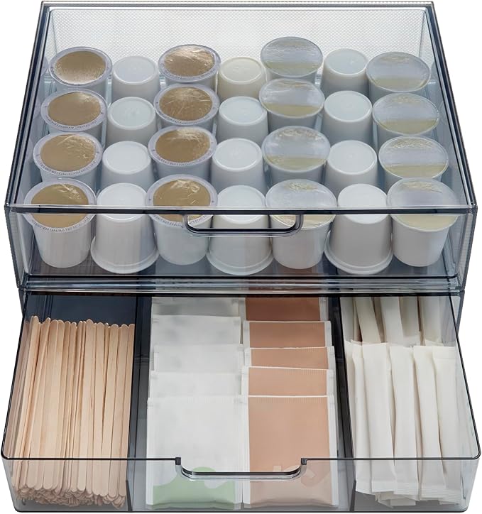 STORi STAX Plastic Stackable Organizer Drawers Classic Grey | 12.5" Wide | Set - Image 9