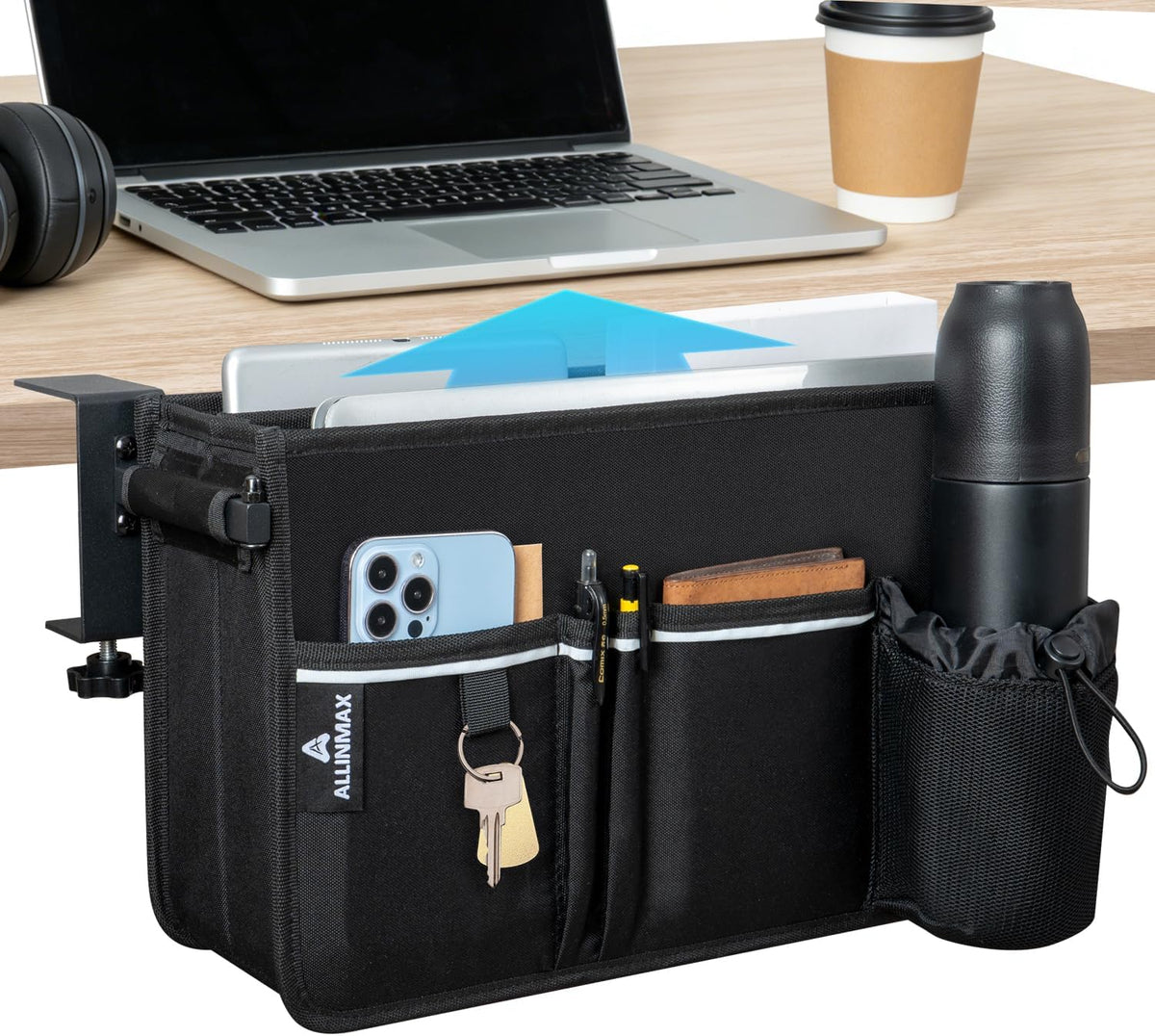 Side Desk Laptop Holder for Up to 3 Laptops, Side Desk Organizer with Adjusta...