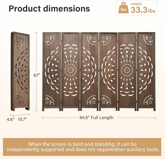 66.9Inch Wooden Room Partition - Image 6