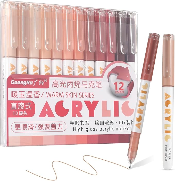 kander Acrylic Gel Pens, 12 Colors Highlighter Acrylic Gel Ink Pens by Yourcreativeassistant