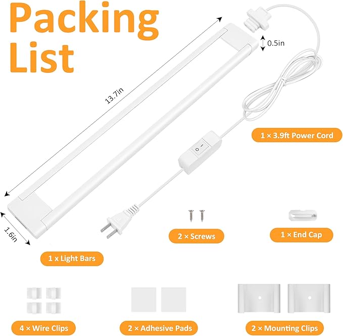 maylit Under Cabinet Lighting Plug in, 14 Inch Linkable Ultra Bright LED Light - Image 6