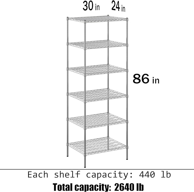 Regal Altair 24" Deep x 30" Wide x 86" Height Wire Shelving Kit | 6-Tier | NSF - Image 3