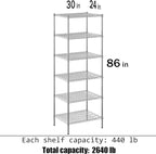 Regal Altair 24" Deep x 30" Wide x 86" Height Wire Shelving Kit | 6-Tier | NSF - Image 3