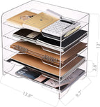 HeZone Acrylic Paper Letter Tray Organizer, 5 Tiers, Transparent, Rectangular - Image 9