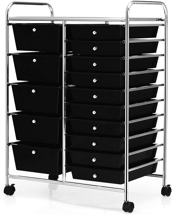 GOFLAME 15-Drawer Rolling Storage Cart, Craft Storage Cart by GOFLAME