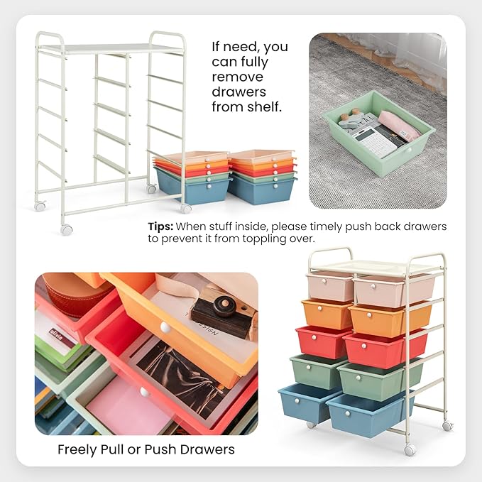GLACER 10 Drawer Rolling Cart, Storage Cart - Image 4