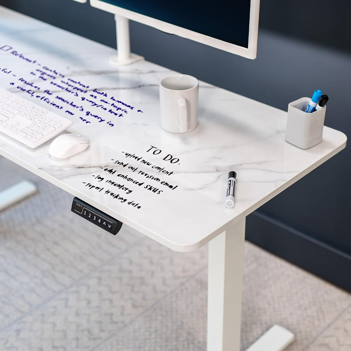 VIVO Marble Dry Erase 60 x 24 inch Solid Table Top, DESK-TOP60WM