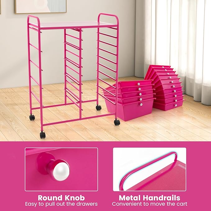 DORTALA 15-Drawer Rolling Storage Cart - Image 5