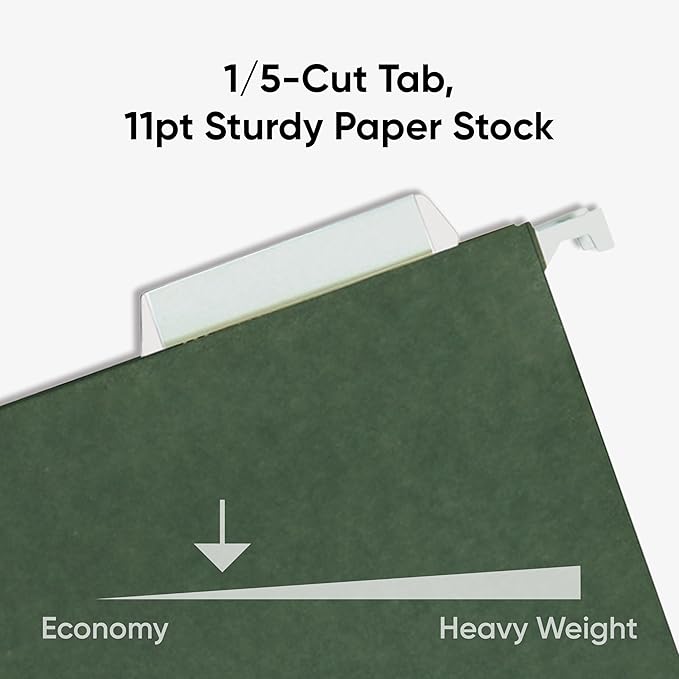 Smead Hanging File Folder, 1/5-Cut Adjustable Tab, Letter Size, Standard Green - Image 4