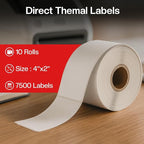 4" x 2" Direct Thermal Labels Roll, 10 Rolls, Compatible - Image 5