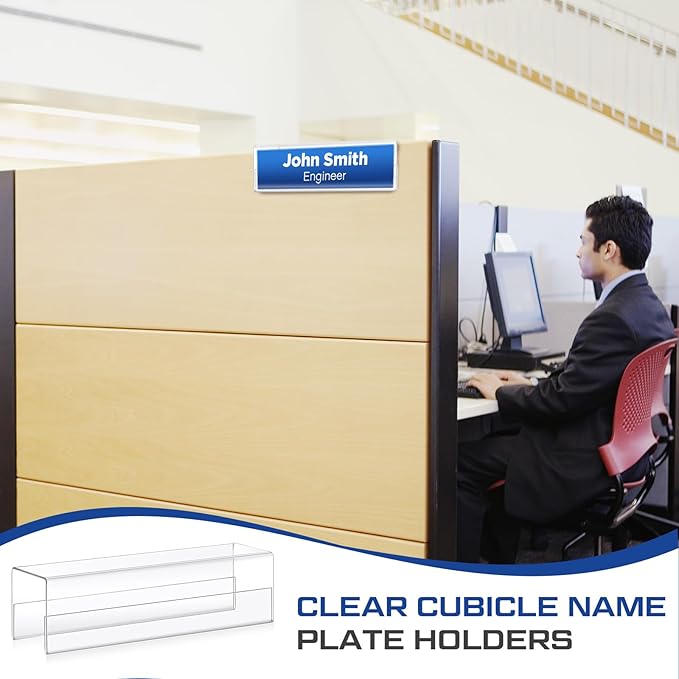 Cinnvoice 20 Pcs 2.25 Inch Cubicle Name Plate Holders Bulk Clear Double Sided - Image 5