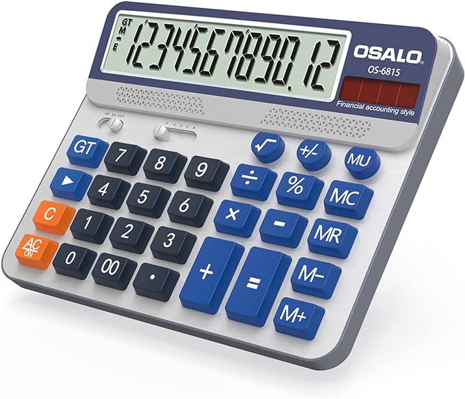 Desktop Calculator Extra Large 5-Inch LCD Display 12-Digit Big Number by Pendancy