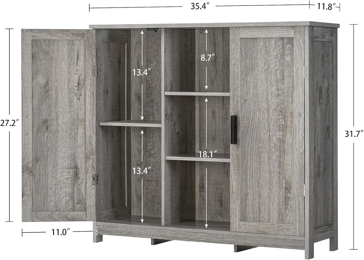 Iwell Storage Cabinet with 2 Doors and 4 Adjustable Shelves, Buffet Cabinet w...