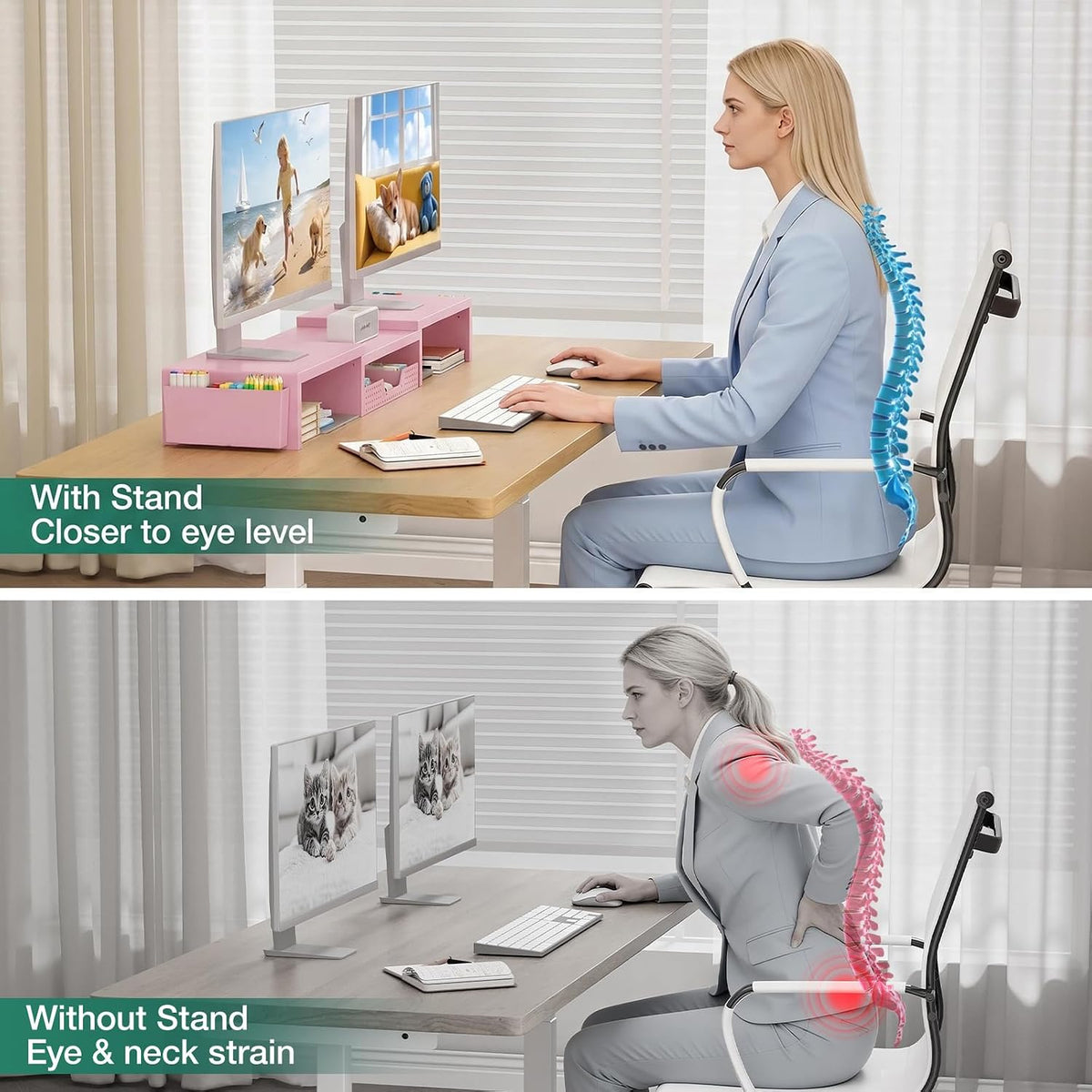 OPNICE Desk Organizer and Accessories, Computer Monitor Stand Riser with Draw...