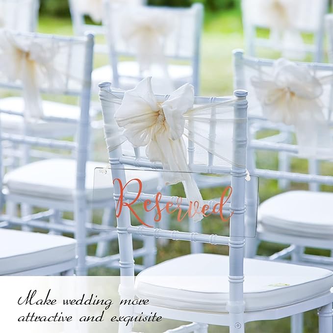 Blulu 6 Pcs Reserved Signs for Wedding Chairs Acrylic Tag Hanging - Image 3