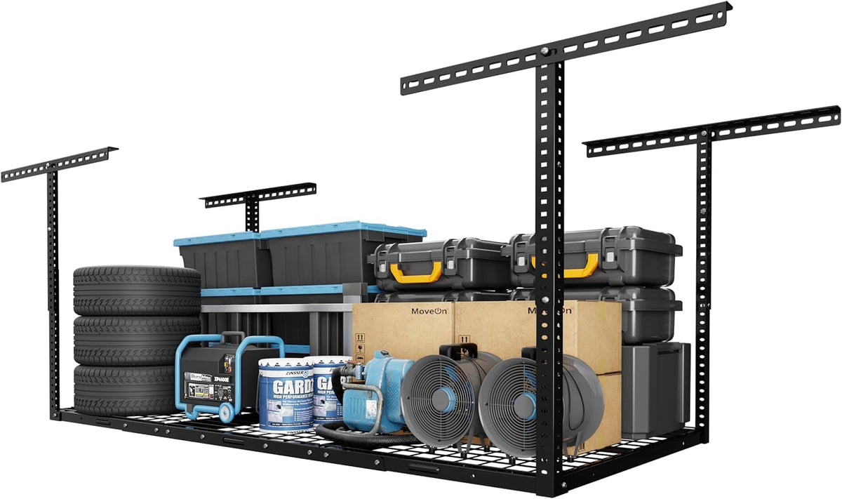 fleximounts 3x6 overhead garage storage adjustable ceiling rack shown in use